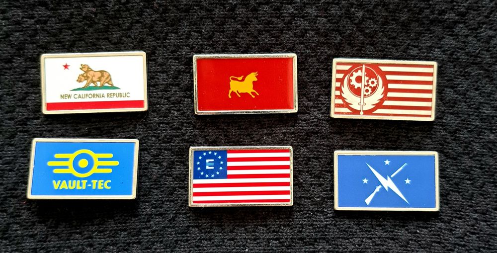 Przypinki Fallout NCR, Legion, Bractwo, Enklawa, Vault-Tec, Minutemen