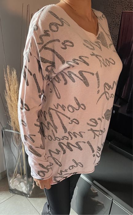 Delikatny, lekki sweter, sweterek, pudrowy róż roz.M