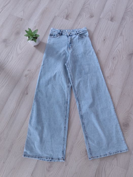 Szerokie jeansy z wysokim stanem XS