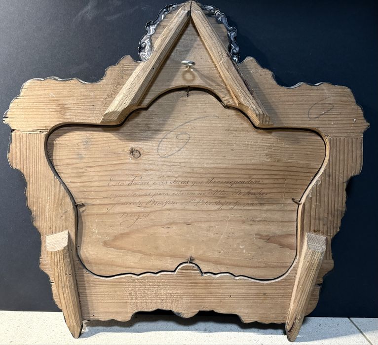 Antigo registo “Convivium Sacrum” emoldurado em vidro veneziano