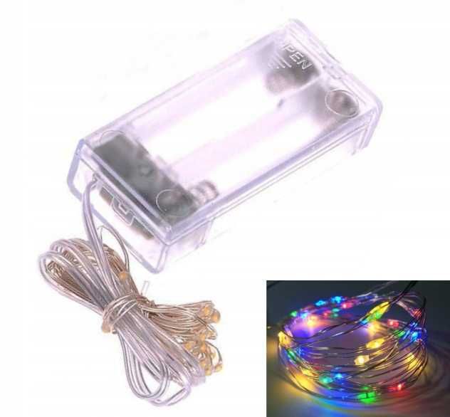 Lampki na druciku 30 LED, 3m - MULTIKOLOR