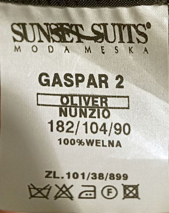 Sunset Suits garnitur trzyczęściowy 182/104/90 100% wełna