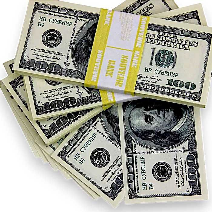 Сувенирные деньги 100$ Банк приколов. Супер цена! (комплект 10 пачек)
