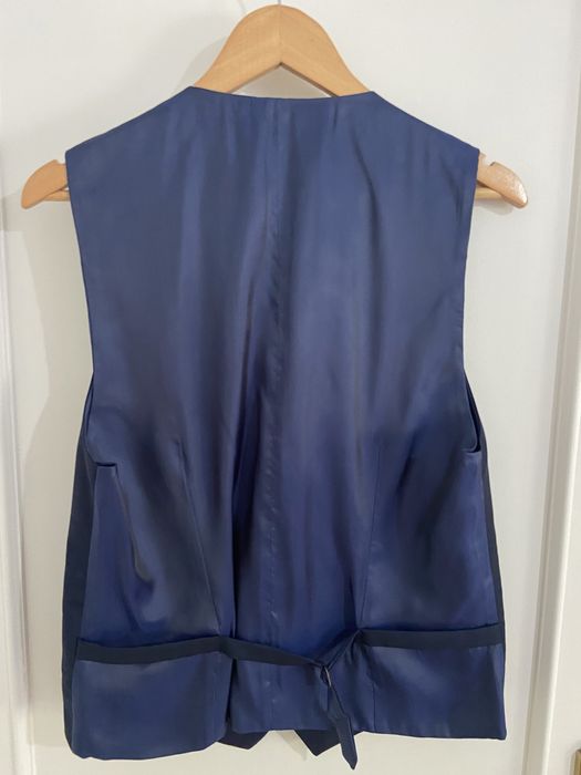 Fato homem azul (calças, meio fraque, colete)