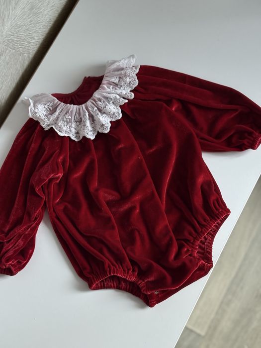 Бодік та сукня велюровий червоний для фотосесії 68-74 розмір