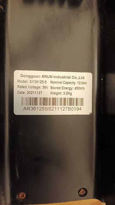 Bateria bidonowa do roweru 36v 12,5 Ah