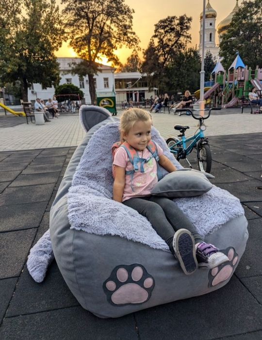 Крісло мішок зайка киця котик детское дитяче кресло мешок пуф груша