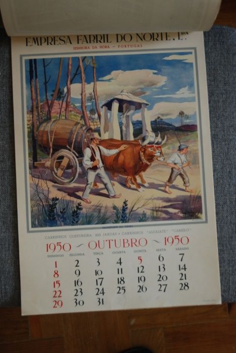 Ilustração "No Lagar" - Calendário de 1950 - EFANOR