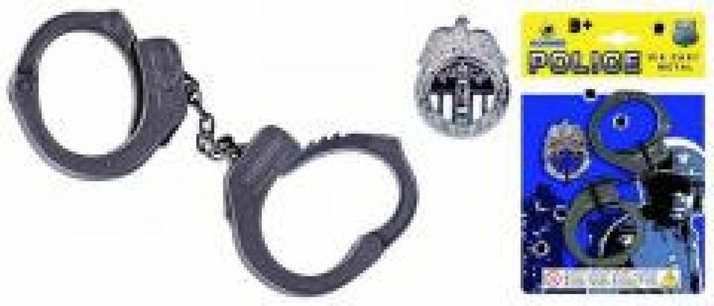 Metalowe kajdanki policyjne z odznaką blister,145x223 mm