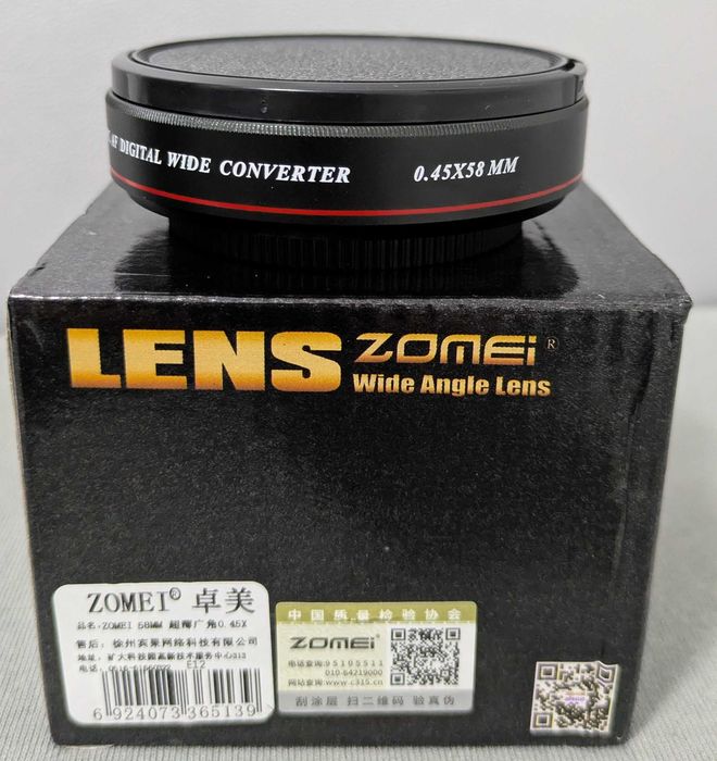 Lente grande angular ultra fina Zomei de 58mm, 0.45x para câmaras DSLR