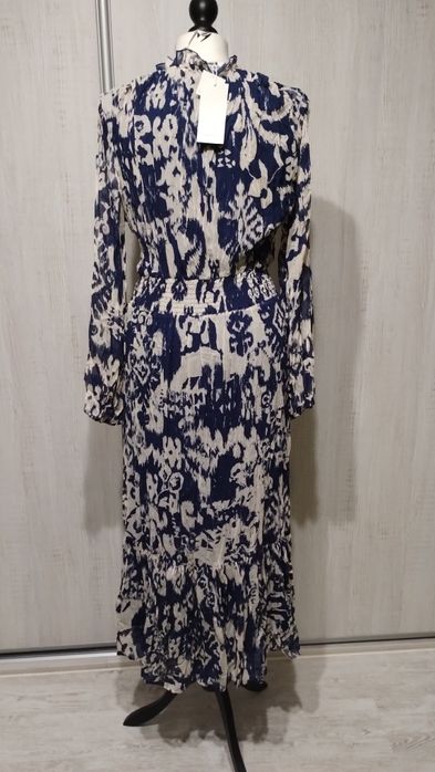 Reserved szyfonowa sukienka maxi r. XL granatowa