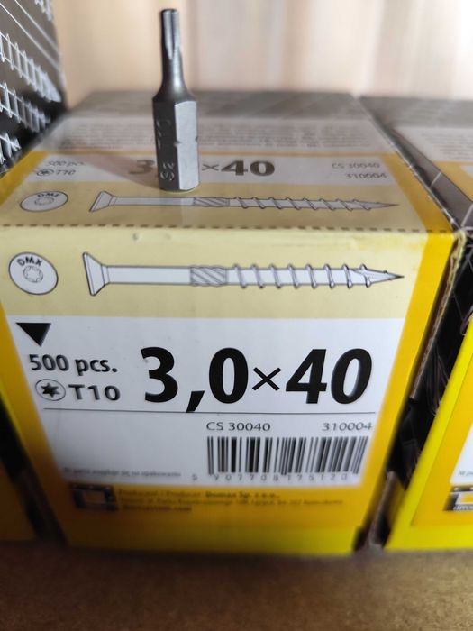 wkręty do drewna 3x40 stożkowe 500szt + Torx T10