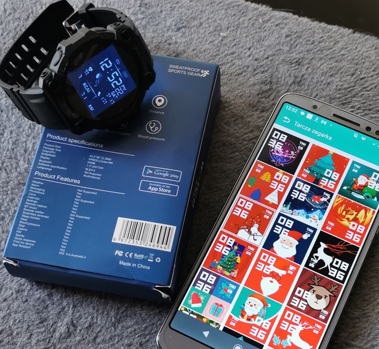 Smartwatch w typie G-Shocka, sportowy wygląd, duży, masywny, nowy