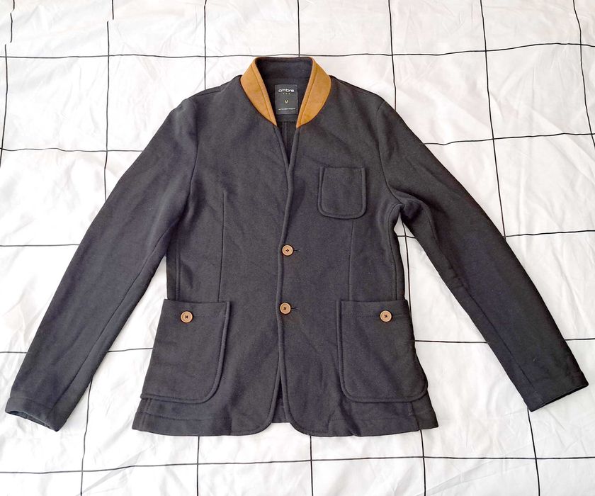 Marynarka Ombre Clothing M czarna camel smart casual premium (wymiary w opisie)