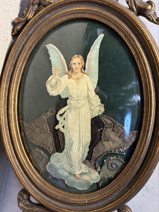 Lindissima antiga imagem de um anjo / registo emoldurado
