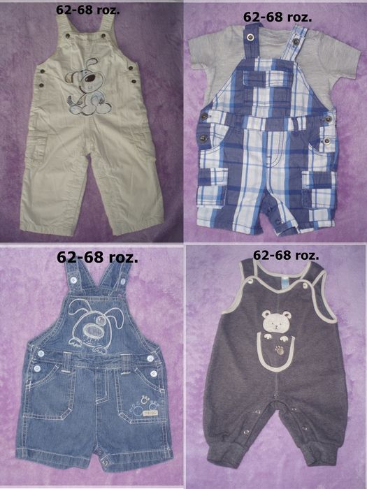 Ubranka 62-68 roz. 3-6 m. Bluzki Body Spodenki Śpiochy Spodnie.