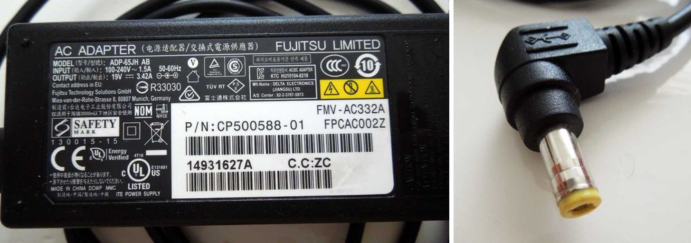 Carregador: Toshiba - 65W, Fujitsu - 65W e 90W, HP - 45W (ficha grossa) - preço fixo 15€