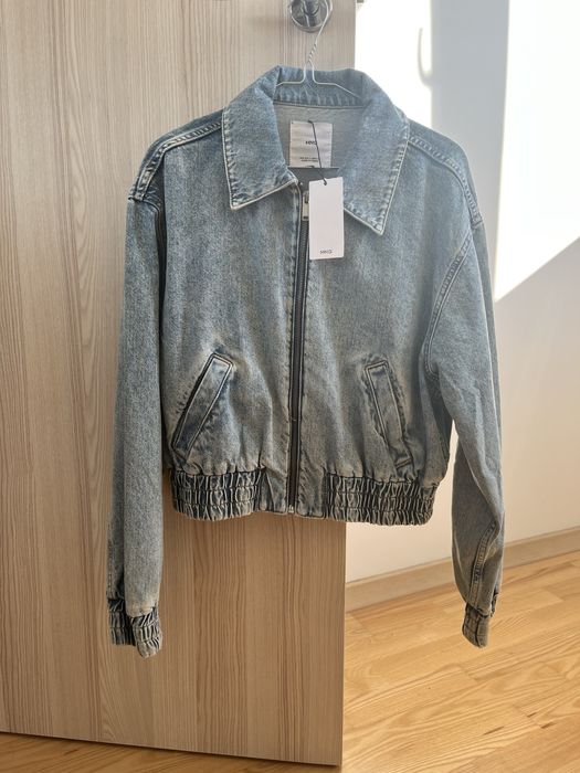 Mango nowa damska niebieska kurtka jeansowa bomber r S 36 100% bawełna
