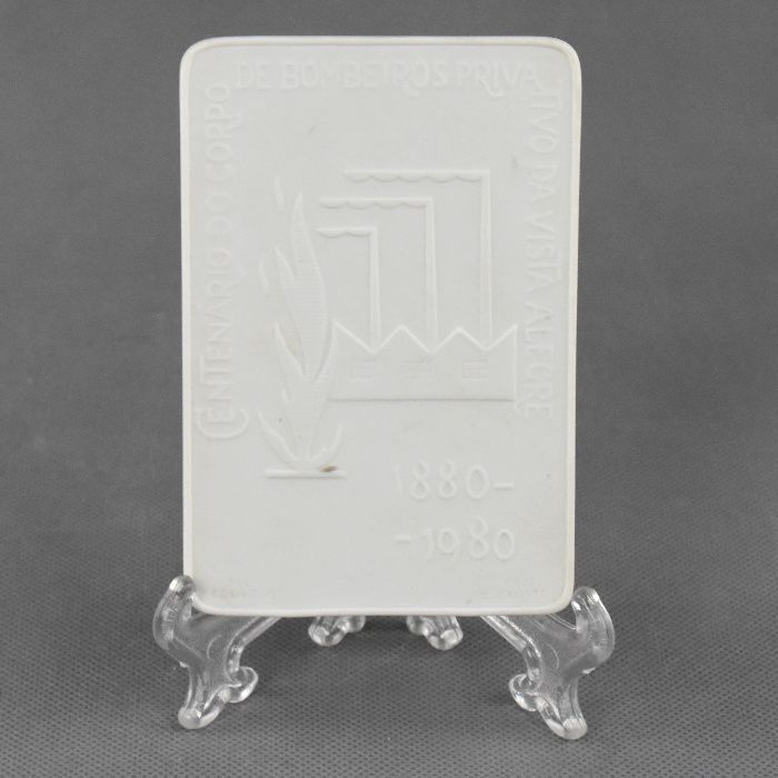 Placa/Medalha em Biscuit, Centenário dos Bombeiros da Vista Alegre