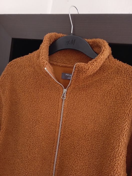 PRIMARK L nowa kurtka baranek miś w kolorze brązowym musztardowym