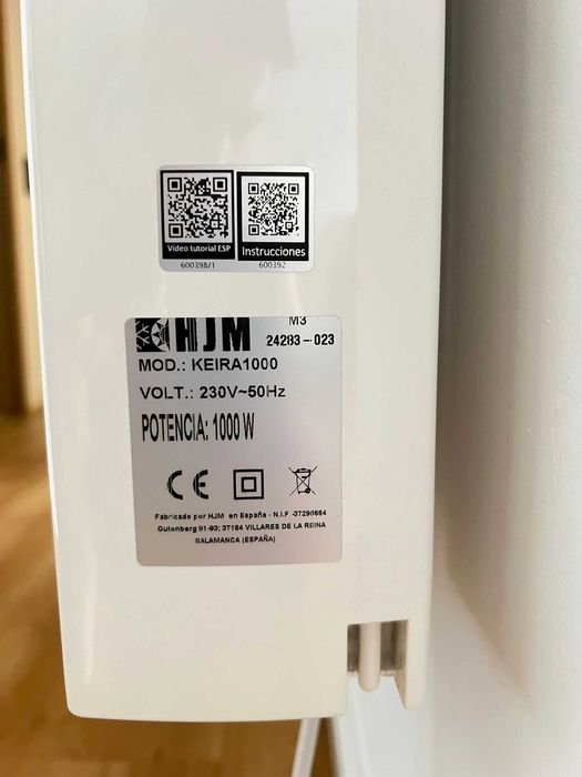 Radiador elétrico/Emissor cerâmico HJM KEIRA 1000W