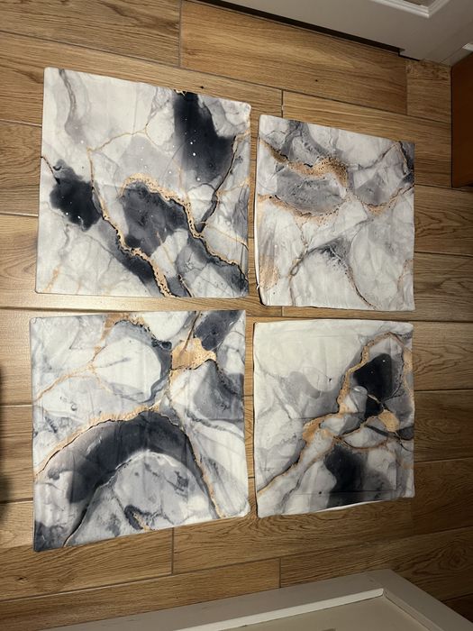 Poszewki 4 szt  marmur 40x40 cm