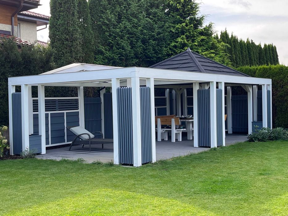 altana drewniana ogrodowa nowoczesna biała