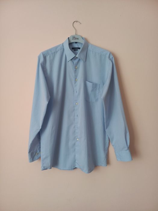 Elegancka błękitna koszula męska | r. XL (43/44) | 100% bawełna