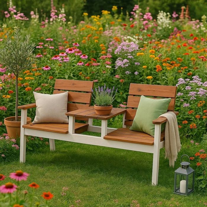 Ławka ogrodowa ze stolikiem