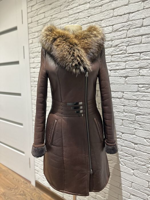 Дублянка з натуральним хутром, дубльонка чорнобурка шуба, полушубок