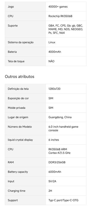 Consola retro arcade portátil 40000 jogos