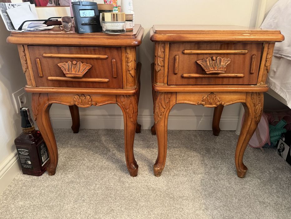 komplet stolik nocny  szafka vintage Eforie komoda  PRl