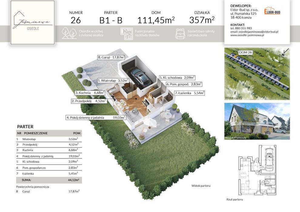 Dom przy szkole w spokojnej okolicy 111,45m2, działka 357m2