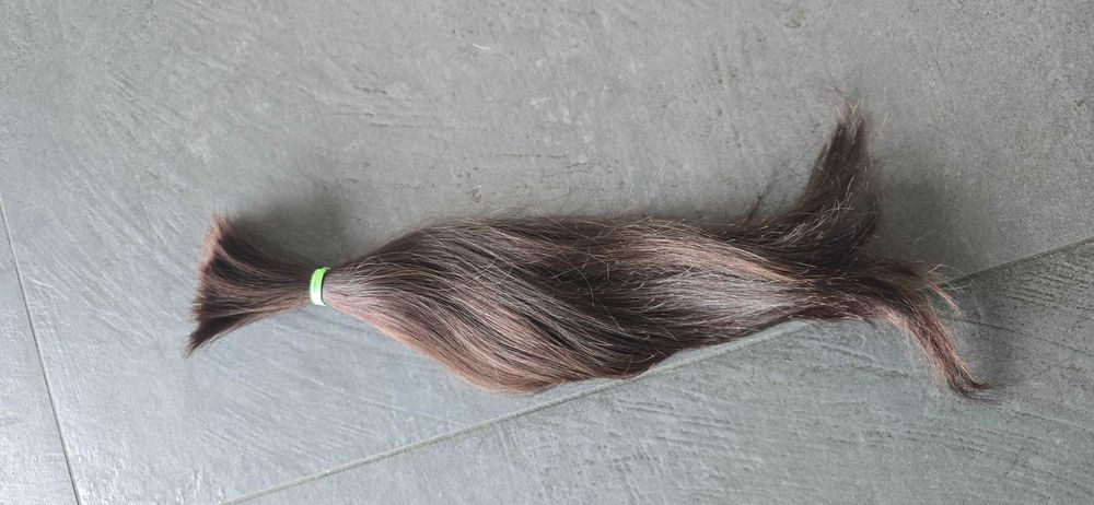 Włosy naturalne ciemny brąz 44cm i waga 88 gram