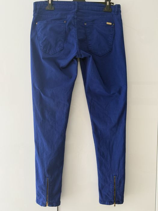 Spodnie damskie Zara 40 chaber niebieskie Slim fit super stan