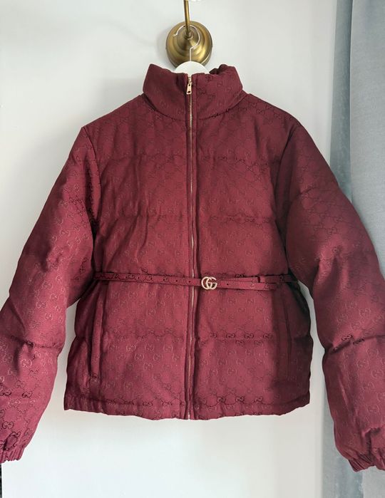 Kurtka Gucci bordowa nowa puch naturalny S