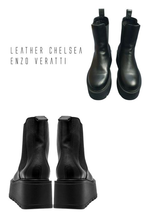 Шкіряні ботинки челсі на високій платформі