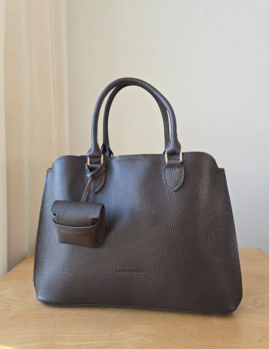 Torebka skórzana brązowa czekoladowa do ręki i na ramię