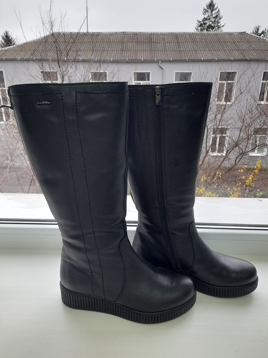 Зимові чоботи, на платформі шкіра