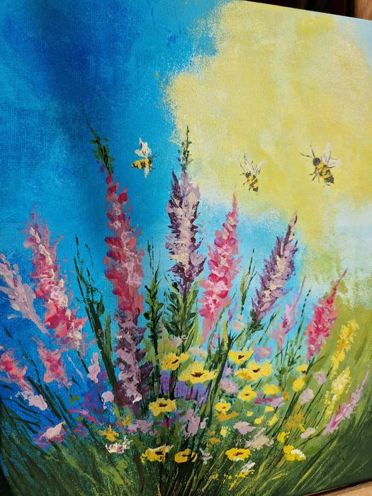 Ręcznie malowany obraz na płótnie wielkości 24x30 cm, farby akrylowe