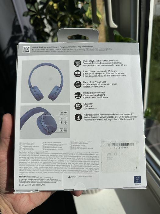 Słuchawki nauszne SONY WH-CH520 Niebieskie