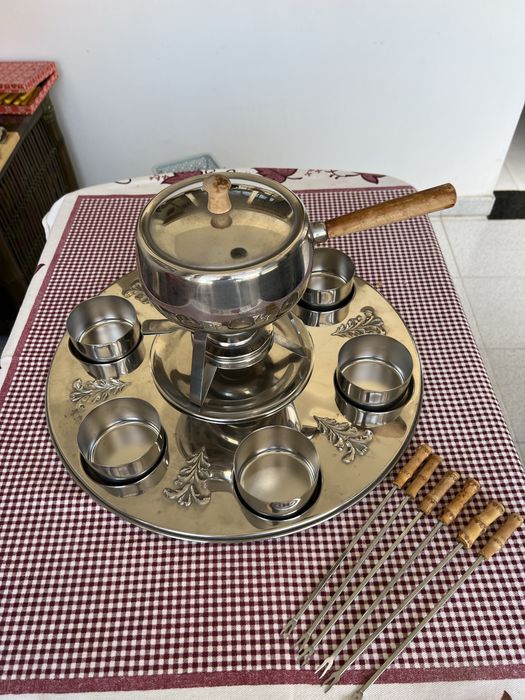 Conjunto de fondue em aco inoxidavel