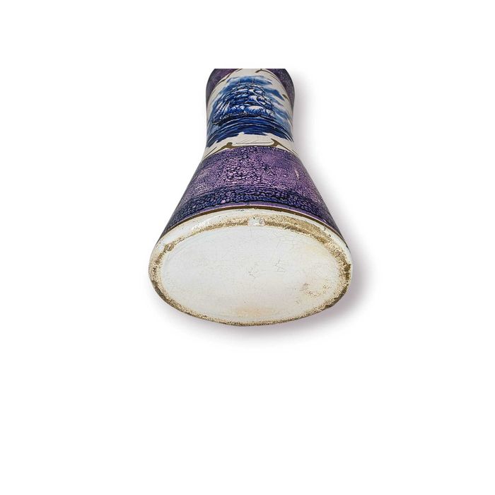 Vaso Náutico com Navio à Vela– 27cm |Cerâmica Texturada Tons Roxo/Azul