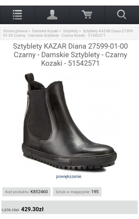 Sztyblety kazar 38 botki skóra