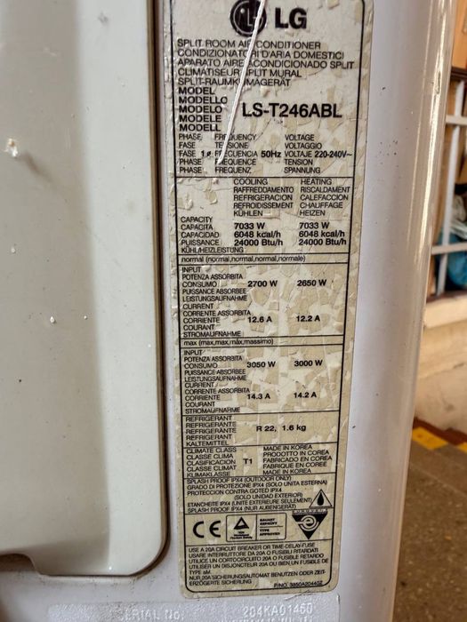 2 кондиционера 24 000 BTU на запчасти / под восстановление LG, R22