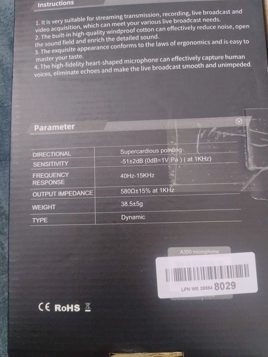 Mikrofon dynamiczny Aokeo A350