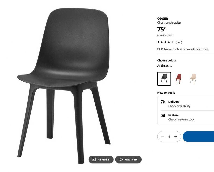 2 Cadeiras Pretas ODGER IKEA