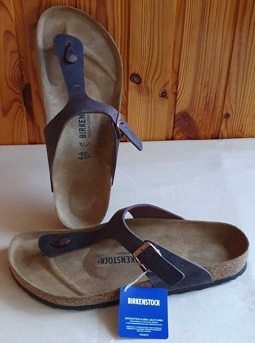 Вьетнамки, шлепанцы мужские BIRKENSTOCK р.46 Кожа-Нубук