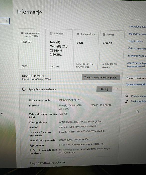 Komputer Dell Precision T3500 | 12 GB RAM | AMD Radeon R9 270