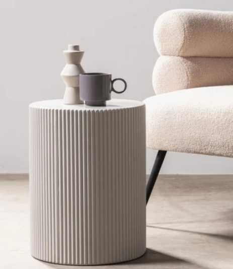 ZZ2187 Stolik boczny Ermanno, 35 cm, czarny, ryflowany